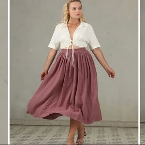 Linennaive Daisy 03 Ashed Lilac Linen Skirt Size Large Plum